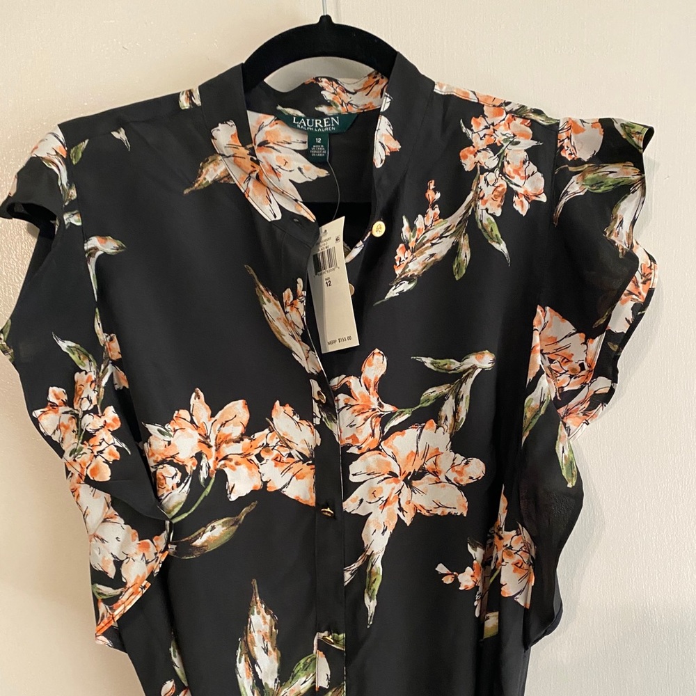 Ralph Lauren Ruffle Hem Crepe Dress